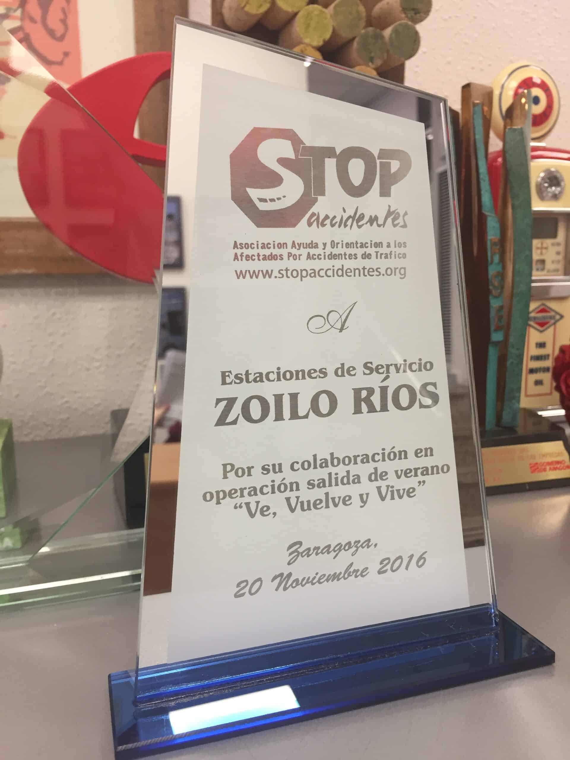 Recibimos un premio de STOP ACCIDENTES ARAGÓN
