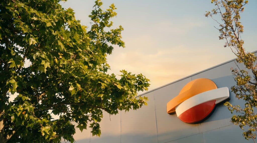 Estación de servicio Repsol junto a un árbol